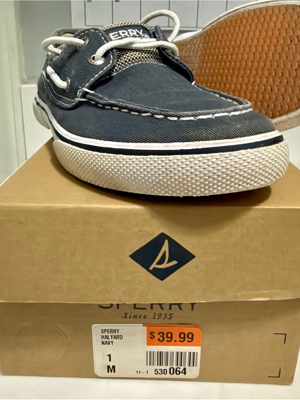 Sperry Kids Navy Canvas Boat Shoes with White Trim